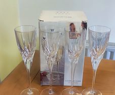 Wedgwood 4 Champagne Glasses 24 %Lead Crystal