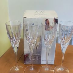 Wedgwood 4 Champagne Glasses 24 %Lead Crystal