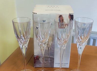 Wedgwood 4 Champagne Glasses 24 %Lead Crystal