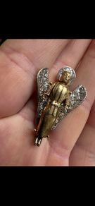 vintage 9ct Angel pendant with dimonds (9.65g)