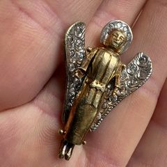 vintage 9ct Angel pendant with dimonds (9.65g)