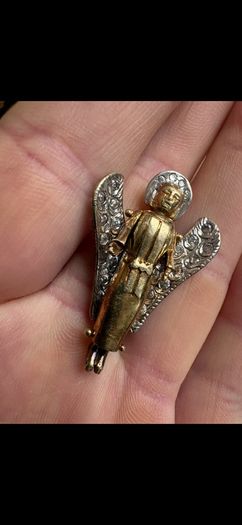 vintage 9ct Angel pendant with dimonds (9.65g)