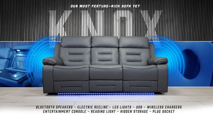 Knox 3+2 Electric Dark Grey Tech Recliner Sofa Set