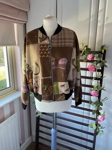 jacket Bnwt suede effect bomber jacket one size scarf print equestrian style