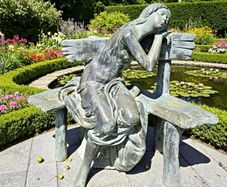 Bronze sleeping girl sculpture