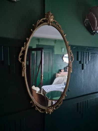 Mirror Vintage painted Gold metal framed oval Mirror