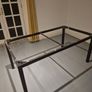 White Tempered Glass Dining Table with 6 Chairs (Metal  Frame) Image 4