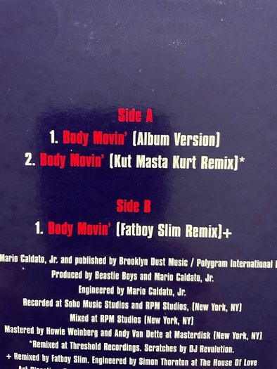 Beastie Boys - Body Movin 12" Single - 1998 Capitol Records - 12CL809