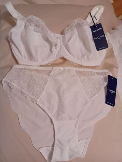 Fantasie Estelle - Side Support Underwire Bra 30F and Briefs S - White - BNWT RRP 70