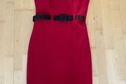 Beautiful Fitted Red Dress with Black patent belt
