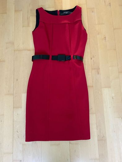 Beautiful Fitted Red Dress with Black patent belt