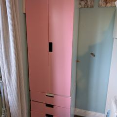 IKEA STUVA Wardrobe & Matching 3 Drawer Chest (Pink & White)
