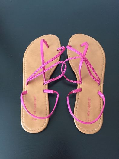 Beach sandals flip flops slippers pink UK6-7