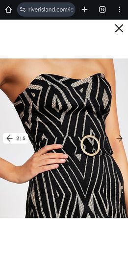 River Island Black print belted bodycon dress