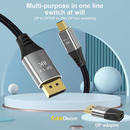 CableDeconn Premium 8K@60Hz/4K@144Hz Mini DisplayPort (Female) to DisplayPort (Male) v1.4 Bi-Directional Gold-Plated/Alloy Adapter (Brand New/Warranty)