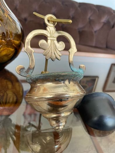Vintage Brass Holy Water Font Wall Hanging Religious Home Decor