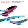 Rainbow Cutlery Set, HOBO 24 Piece Stainless Steel Flatware Set, Silverware Dinnerware Set Service for 6, Tableware Cutlery Include Knife/Fork/Spoon/Teaspoon for Home with Gift Box(Rainbow Multicolor) Image 7