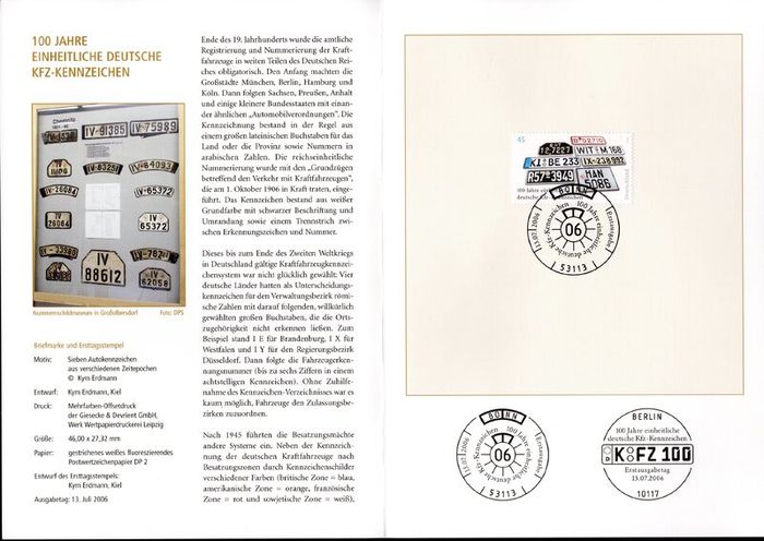 2006 Bundes Republic Deutschland (Germany) Federal Annual Stamp EFT Collection with 50 Images of contents