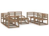 9 Piece Garden Lounge Set Brown Impregnated Pinewood