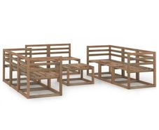 9 Piece Garden Lounge Set Brown Impregnated Pinewood