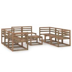 9 Piece Garden Lounge Set Brown Impregnated Pinewood