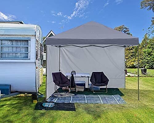 3x3M Pop up Gazebo With Two Side Panels Upgraded Roller Bag, 4 Weight Bags, Stakes and Ropes (Grey)
