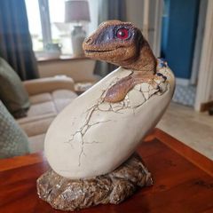 Rare Vintage 1993 Windstone Editions Dinosaur Hatching Velociraptor Egg