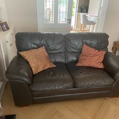 2 Dark Leather Couches/Sofas