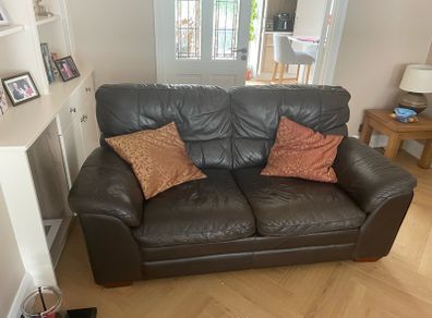 2 Dark Leather Couches/Sofas