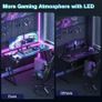 Gaming Desk with LED Lights Table Cup Holder and Headphone Hook Double Z Frame Design Computer Carbon Fiber Black 80 cm Image 7