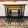 FLAS SALE ! WAS 350 NOW 250 ! Wrought Iron and Oak Top Nest of Tables . Image 2