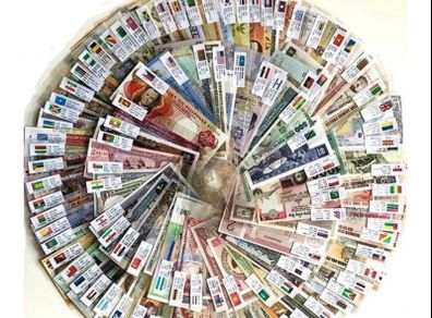 UNC World Lot 100 PCS Notes From 100 Different Countries / Region, UNC Original Genuine Real Note for Collection, ( Out of Use Now )