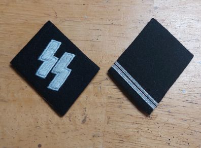 German Waffen SS Replica Nazi Schutzstaffel Rottenfuhrer Collar Tabs - (REPRODUCTION WW2 WWII)