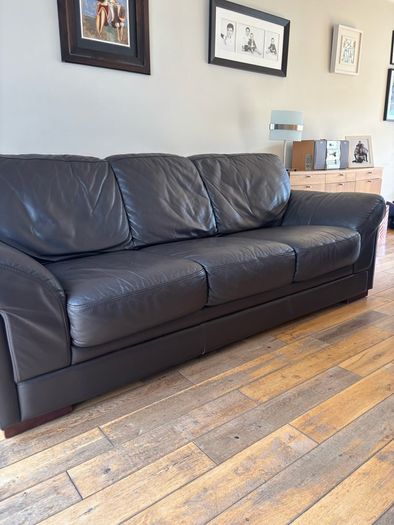 Leather Couch 3 seater 2 seater and footstool
