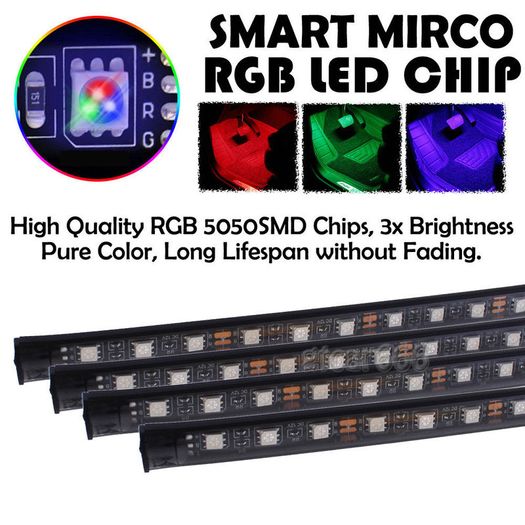 APP Controlled RGB 48-LED Glow Interior Kit Under Dash Neon Footwell Inside Seats Light