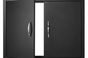 Door, 788x610 mm Double Outdoor Kitchen Door, Cold Plate Flush Mount Door, Wall Vertical Door with Handles, for BBQ Island, Grilling Station, Outside Cabinet