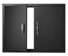 Door, 788x610 mm Double Outdoor Kitchen Door, Cold Plate Flush Mount Door, Wall Vertical Door with Handles, for BBQ Island, Grilling Station, Outside Cabinet