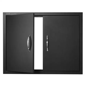 Door, 788x610 mm Double Outdoor Kitchen Door, Cold Plate Flush Mount Door, Wall Vertical Door with Handles, for BBQ Island, Grilling Station, Outside Cabinet