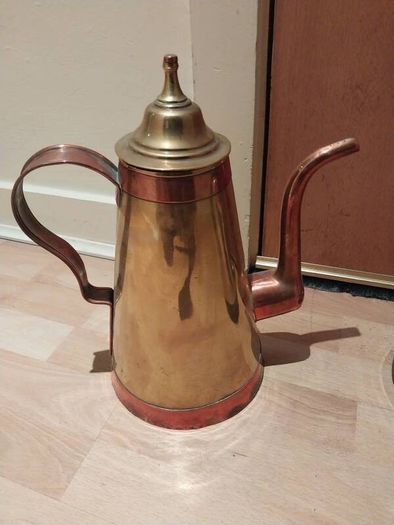 Unusual coffee pot brass & copper