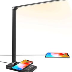 NEW SALE | LED Desk Lamp with Wireless Charger, USB Charging Port, Table Lamp with 10 Brightness, 5 Lighting Colors