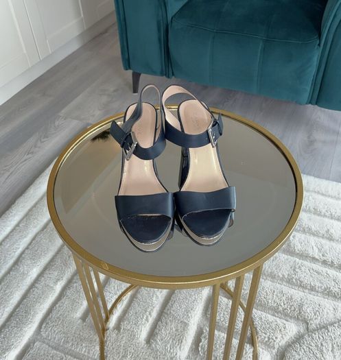 Ladies Navy Block Heel Sandals by Carvela