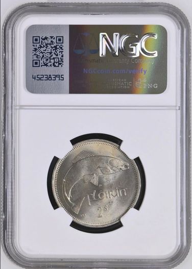 Ireland 1959 | Florin | Irish 2 Shillings | Salmon | KM.15a | MS64