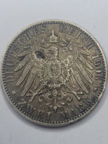 1906 German Kingdom Two Mark Friedrich And Luise Von Baden - Silver Coin