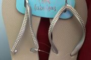 Silver flip flops with Diamante Straps