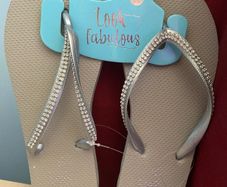 Silver flip flops with Diamante Straps