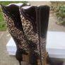 Vicki Beth Brown Animal Print Heeled Boots Pointed Toe Mid Heel UK 4 EU 37 Image 3