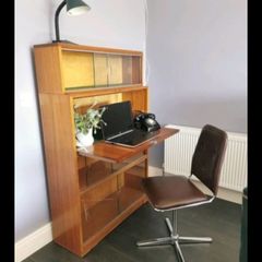 Vintage 1970s Mid-Century Chrome & Brown Swivel Chair