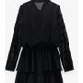 ZARA black mini lace dress with ruffles, XS, new Image 4