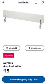Ikea Nattapa kid/toddler bed guard rails