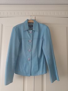 Vintage Blue Leather Jacket.